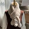 Korean Real Rex Rabbit Fur Woven Scarf Double-sided Thickened Warm Fur Scarf Cute Ball Fur Collar Children