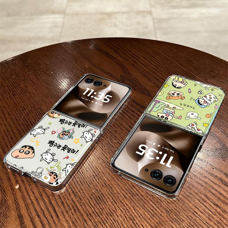 Soft Clear Phone Cover Luxury Funda Case for Motorola Razr 50Ultra 60 Ultra 50/60 50 Crayon Shin Chan Protagonist