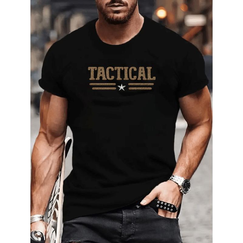 

European Sizes Tactical Style Letter Star Print, New Arrivals for Spring, Short-sleeved Top, Casual Short-sleeved T-shirt S чёрный