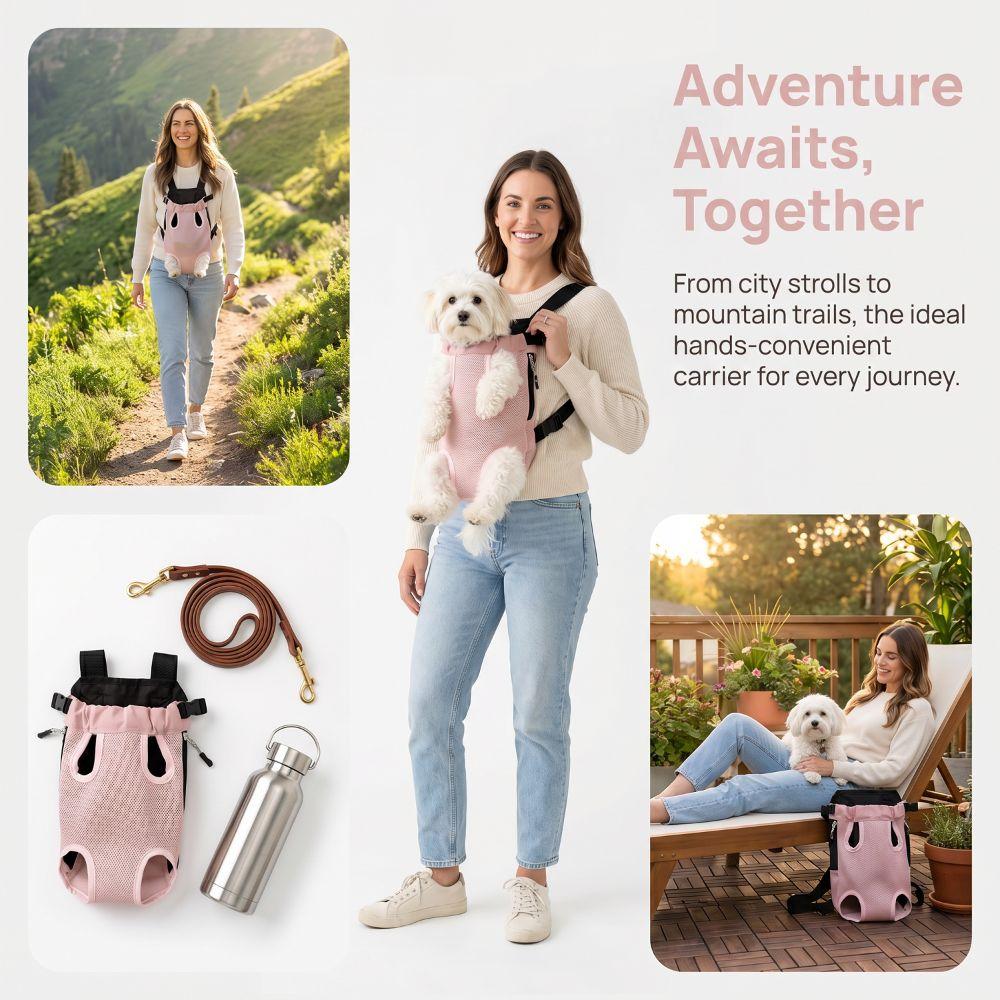 Adjustable Strap Dog Front Carrier Breathable Mesh Pet Carrier Backpack  Outdoor Travel