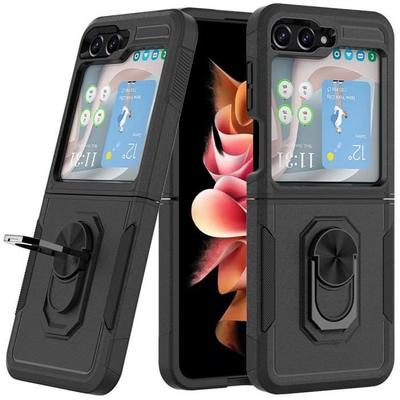 Skal för Samsung Galaxy Z Flip 6 Svart - Stöttåligt Stöd Ring Baksida Hård Förstärkt Kant