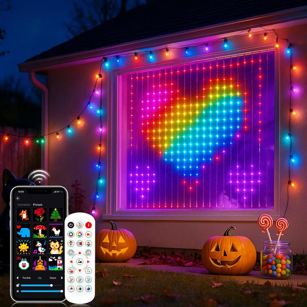 Programmable Smart Bluetooth LED Window Curtain String Light RGBIC Dream Color Fairy Lights For Christmas Wedding Bedroom Decor