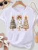 (Asian Size) Merry Christmas New Year Women's Top T Tee Festival O-neck Bow 90s Trend Clothing Print Fashion Ladies Graphic T-shirts