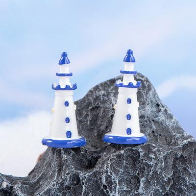 Micro Landscape Ecological Bottle Decorative Small Ornaments White Blue Edge Lighthouse Aquarium Resin Crafts