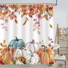 Thanksgiving Shower Curtain,Cartoon Turkey And Autumn Leaves Shower Curtain For Bathroom Decor Polyester Waterproof Bath Curtain