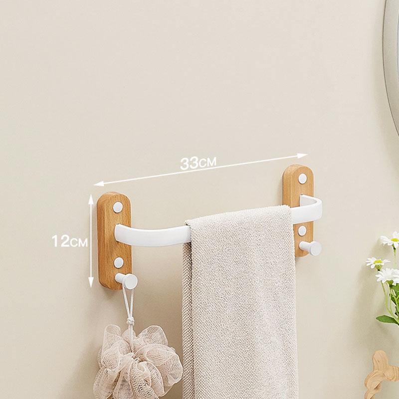 

Wall-mounted Bathroom Towel Bar With Hook Wooden Black/White Toilet Towel Rack Bath Towel Storage Rack Bathroom Accessories