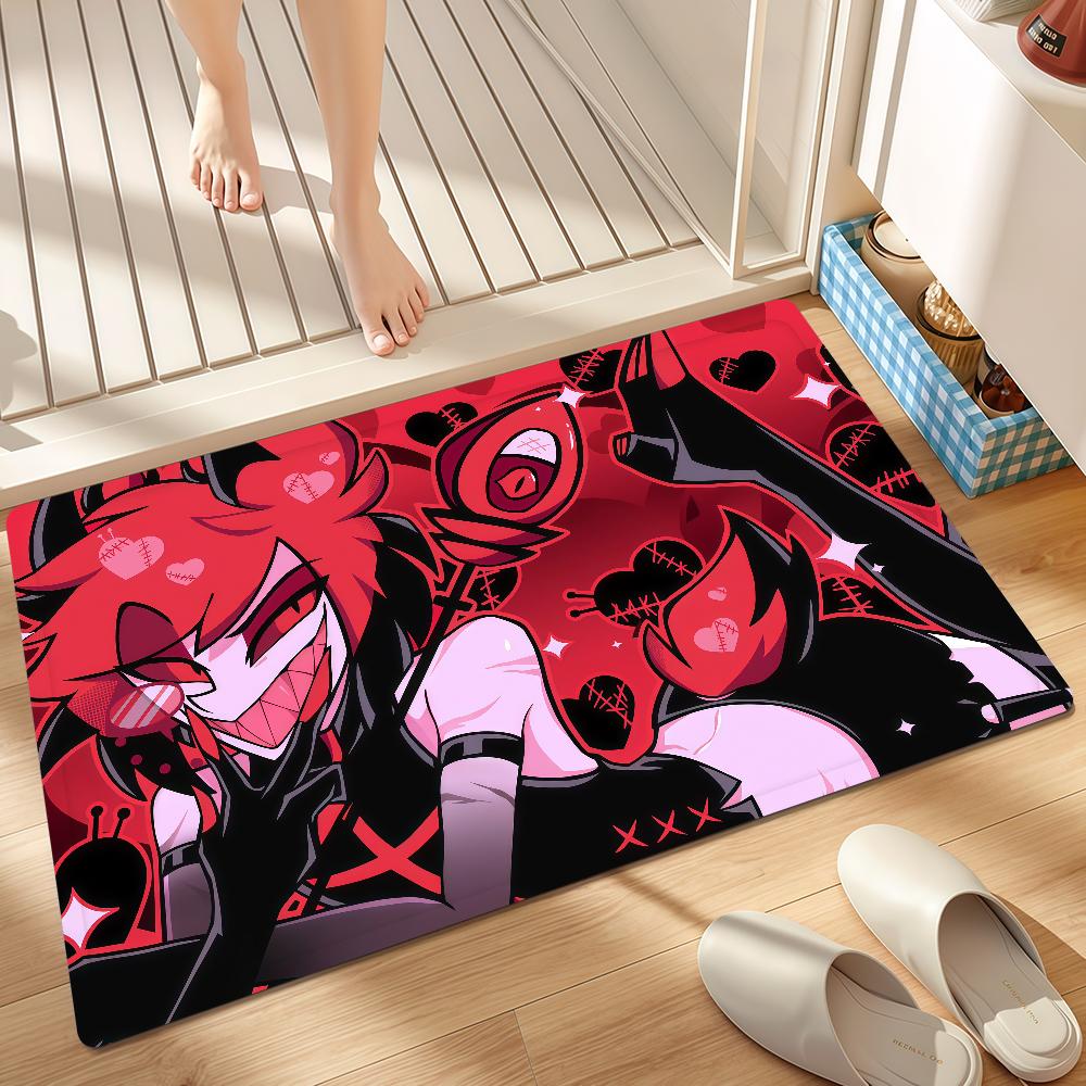 Door Comedy Mat Bedside Entrance Bath Hotel Floor Decoration Corridor Door Mat Black H-Hazbin Carpet Cartoon Living Room Balcony