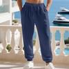 European and American men's linen casual loose leggings cotton and linen breathable simple beach pants