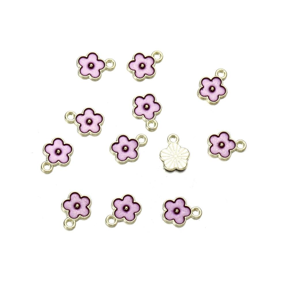 10pcs/bag Colorful Flower Heart Charms Pendants Enamel Metal Necklace Bracelet Charm For DIY Jewelry Making Supplies Accessories