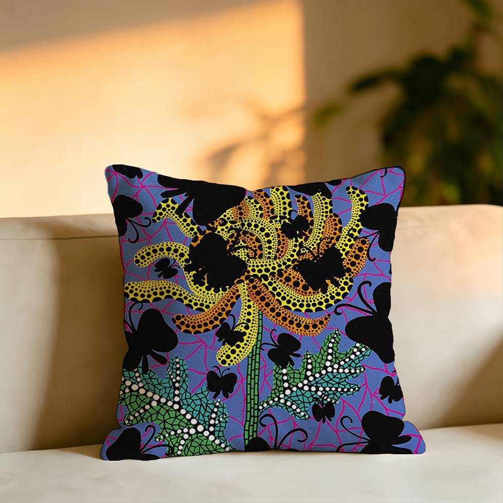 YYayoi Art KKusama Pillow Case Square DoubleSided Sofa Cushion Cover Bedroom Bedside Pillow