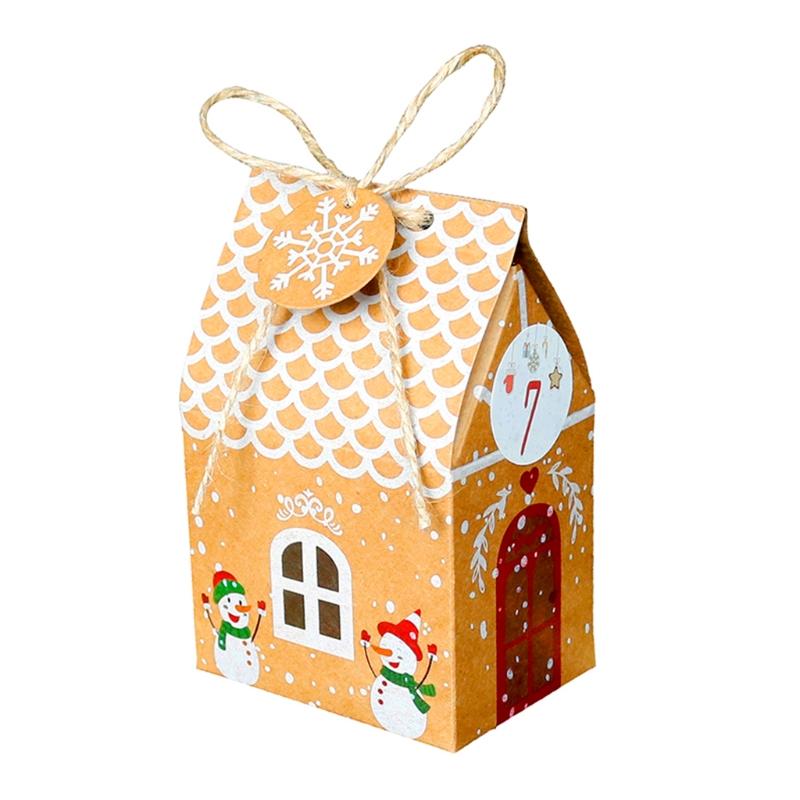 DIY Christmas Advent Calendar Box 24 Sets Xmas House Kraft Paper  Bag for Kids Adult Countdown To Christmas Gift Package