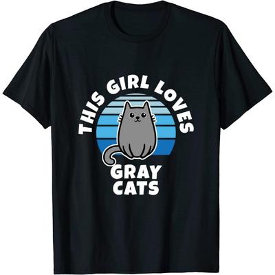 Cette Fille Aime les Chats Gris Design Chat British Shorthair T-shirt Sweat à Capuche Débardeur Col en V pour Hommes Femmes Enfants
