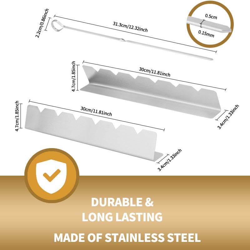 Skewers Kabob Rack Stainless Steel Reusable Barbecue BBQ Long Skewers Holder for Grill Meat Chicken