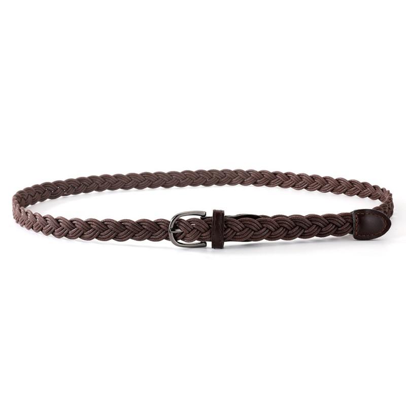Boho Chic Braided Cotton Linen Waist Belt With Metal Pin Buckle Women Thin Black Adjustable Dresses Jeans