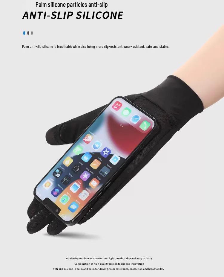 Gants Homme Sans Doigts Protection UV pour Conduite et Cyclisme - Soie Glacée, Style Fin d'Été.