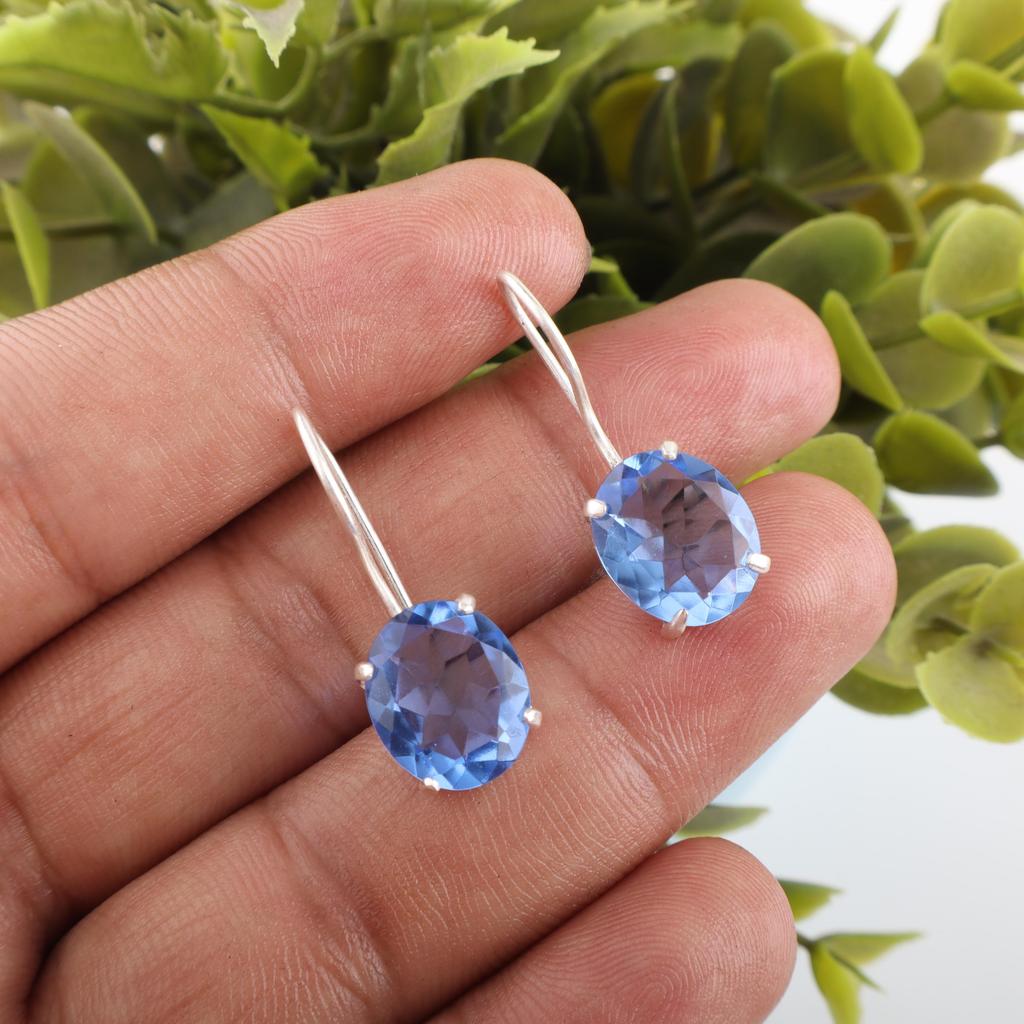 Tansanit Handgemachte Edelstein Ohrringe, 925 Sterling Silber Ohrringe Antik Schmuck, Ohrringe als Verlobungsgeschenk