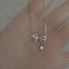 Elegant S925 Sterling Silver Diamond Bow Ballet Clavicle Chain Necklace