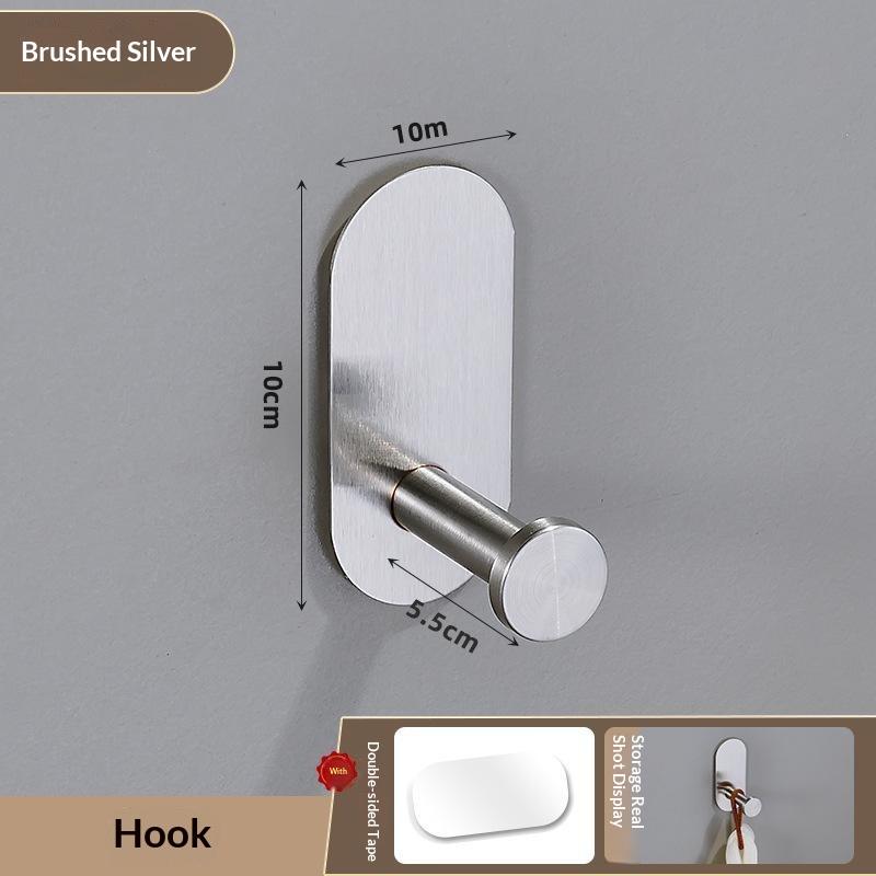 Durable Towel Holder Self-Adhesive No Drilling Bathroom Hook Stainless Steel Bathroom Organizer Kitchen Storage Rack