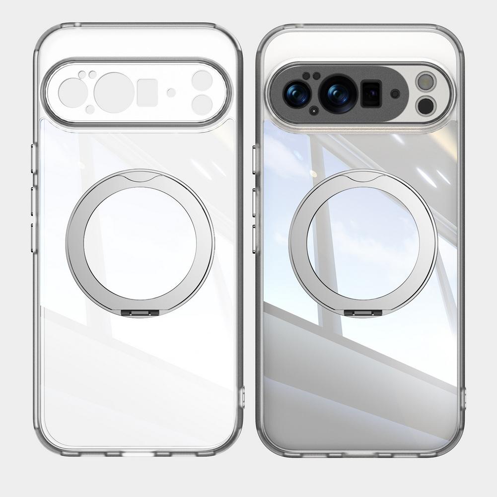Magnetic Stand Glossy Clear Case For Google Pixel 10 Pro XL Pixel 10Pro 9A 9 Acrylic Hard PC Shockproof Protection Back Cover