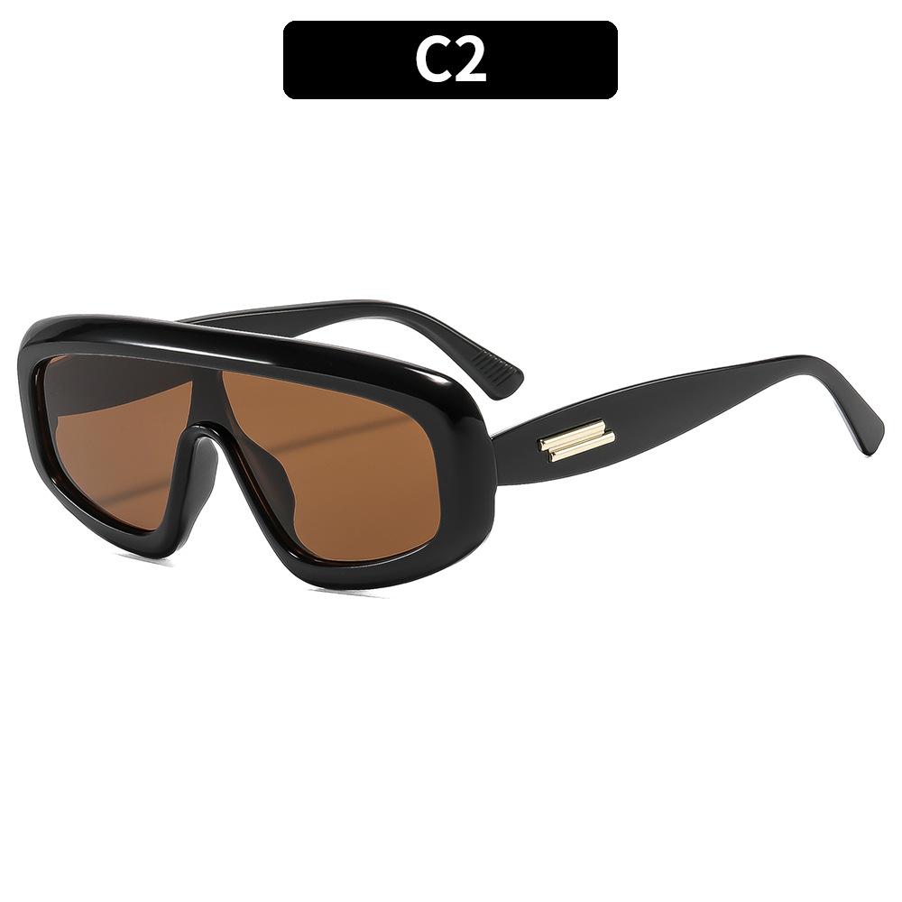 Retro-style one-piece lens glasses for street fashion, hip-hop trend sunglasses, and outdoor sun-protection shades.