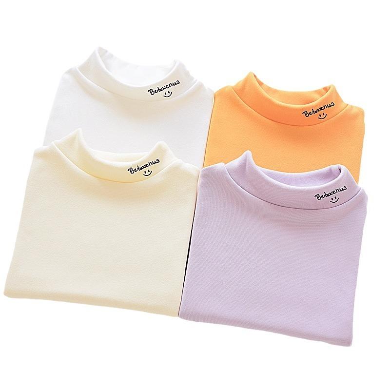 Unisex Kids Thickened Half Turtleneck Long Sleeve Warm Winter Base Shirt