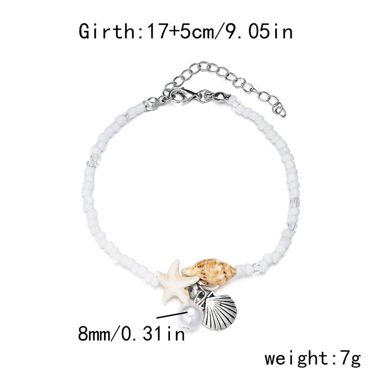

Boho Starfish Conch Bracelet Anklets for Women Cute Adjustable Shell Rice Beads Ankle Bracelets Girls Summer Foot Beach Jewelry