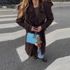 Womens Long Brown Suede Coat Oversized Casual Trench Winter Stylish Loose Fit