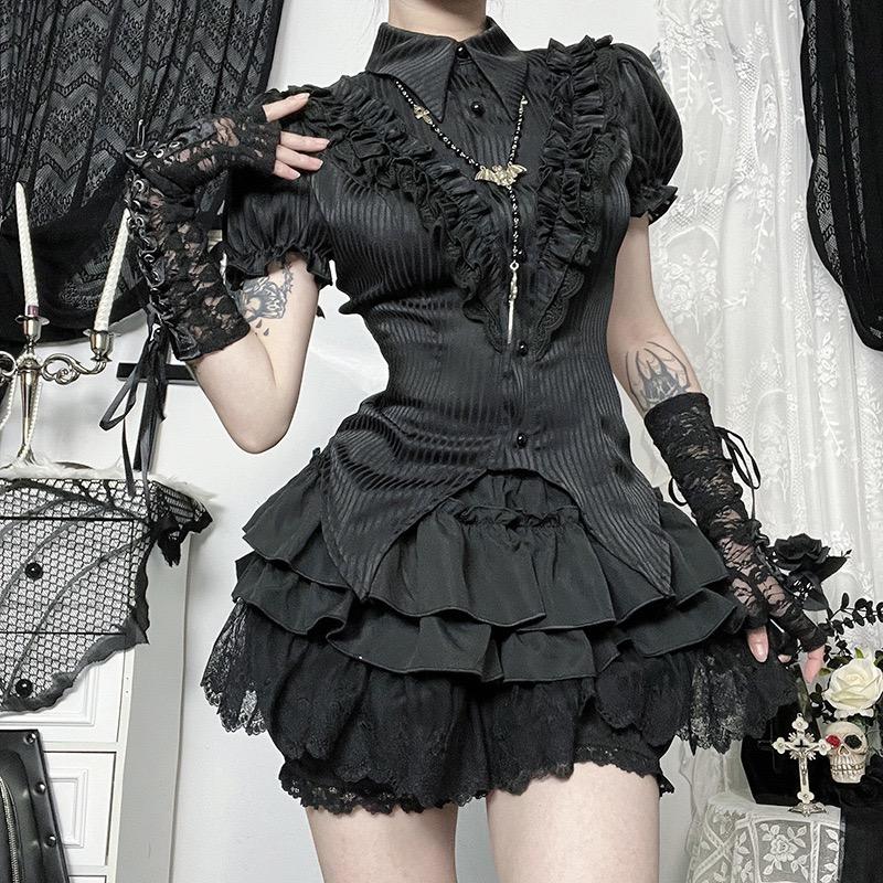 GlowGirl Frau Gothic Harajuku Straße Netzdruck Träger Schwarz Kleider Samt Spitze Korsett Bandage Midi Kleid Club Party Sommer