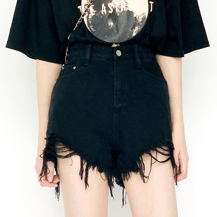 Wowen Classic and Minimalist Fashion Versatile Female Spring and Summer Loose High-waisted Thin Raw Edge Wide-legged Pants Denim Shorts Individuality
