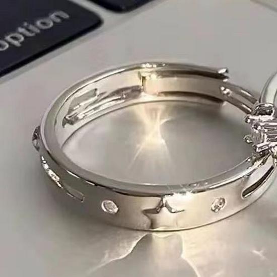 Adjustable 925 Silver Couple Rings: Campus Style for Men & Women, Simple Gift, Index Finger Fit