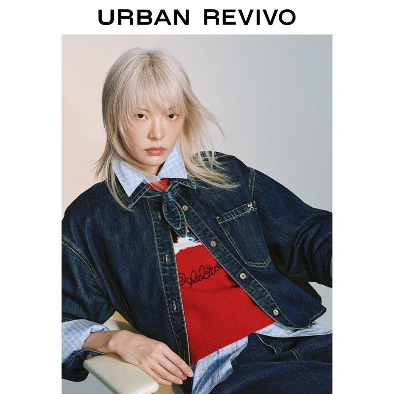 Women's Urban Lyocell Denim Shirt with Bow Tie