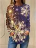 Weihnachtsthema Schneeflocke 3D-Druck O-Ausschnitt Langarm T-Shirt Mode Damenkleidung Casual Y2K Kleidung Harajuku Damenkleidung