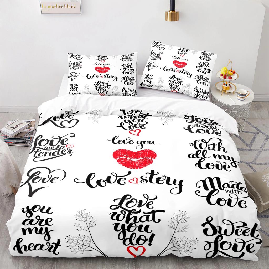 Valentine's Day King Queen Duvet Cover Angel Cupid Bedding Set for Teens Adults Romantic Couple 2/3 Pcs Polyester Quilt Cover