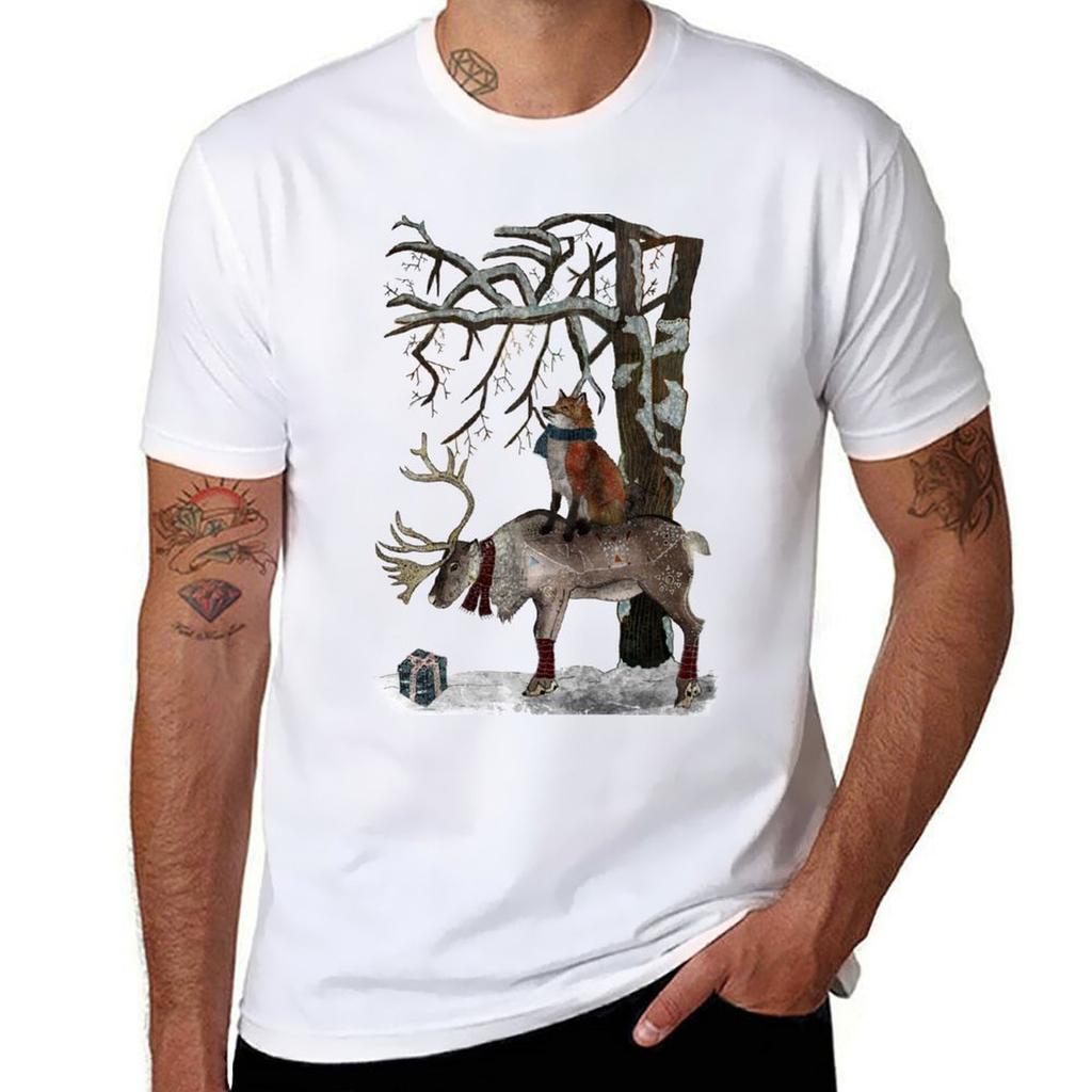 Wintermärchen T-Shirt T-Shirts für Mann Pack Weißer Mann T-Shirt Baumwolle Hohe Qualität T-Shirts für Mann Baumwolle T-Shirt