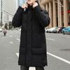 Winter Down Coat Hooded Thickened Solid Color Padded Cardigan Keep Warm Midi Length Zip Up Plus Size Men Winter Coat for Daily Wear