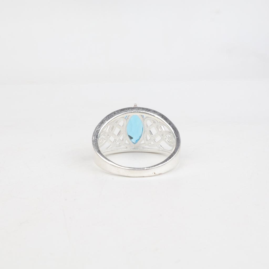 Swiss Blue Topaz Gemstone 925 Sterling Silver Boho Jewelry Ring For Women Gift CZR-3-1