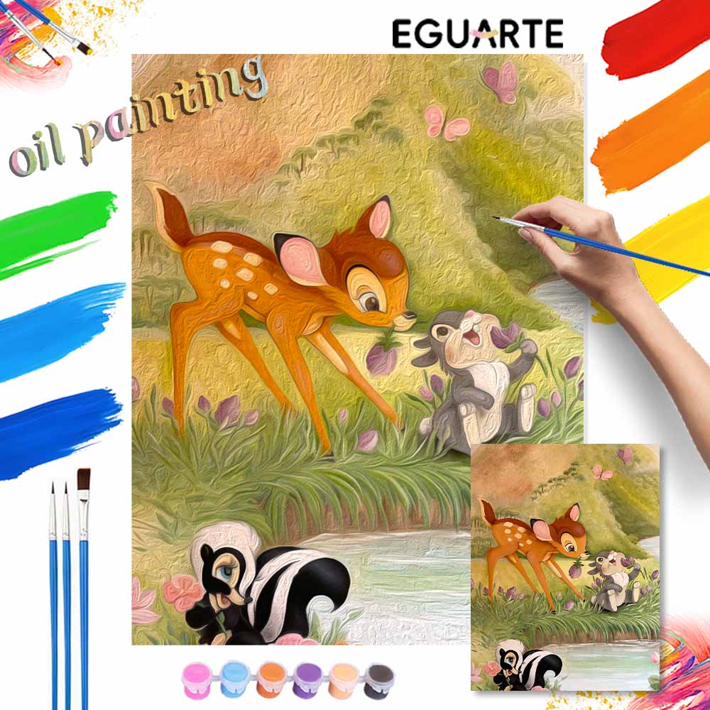 Disney Bambi Thumper painting kit handmade diy home decor gifts wall art canvas set for adults relaxing hobby creative fun craft 130