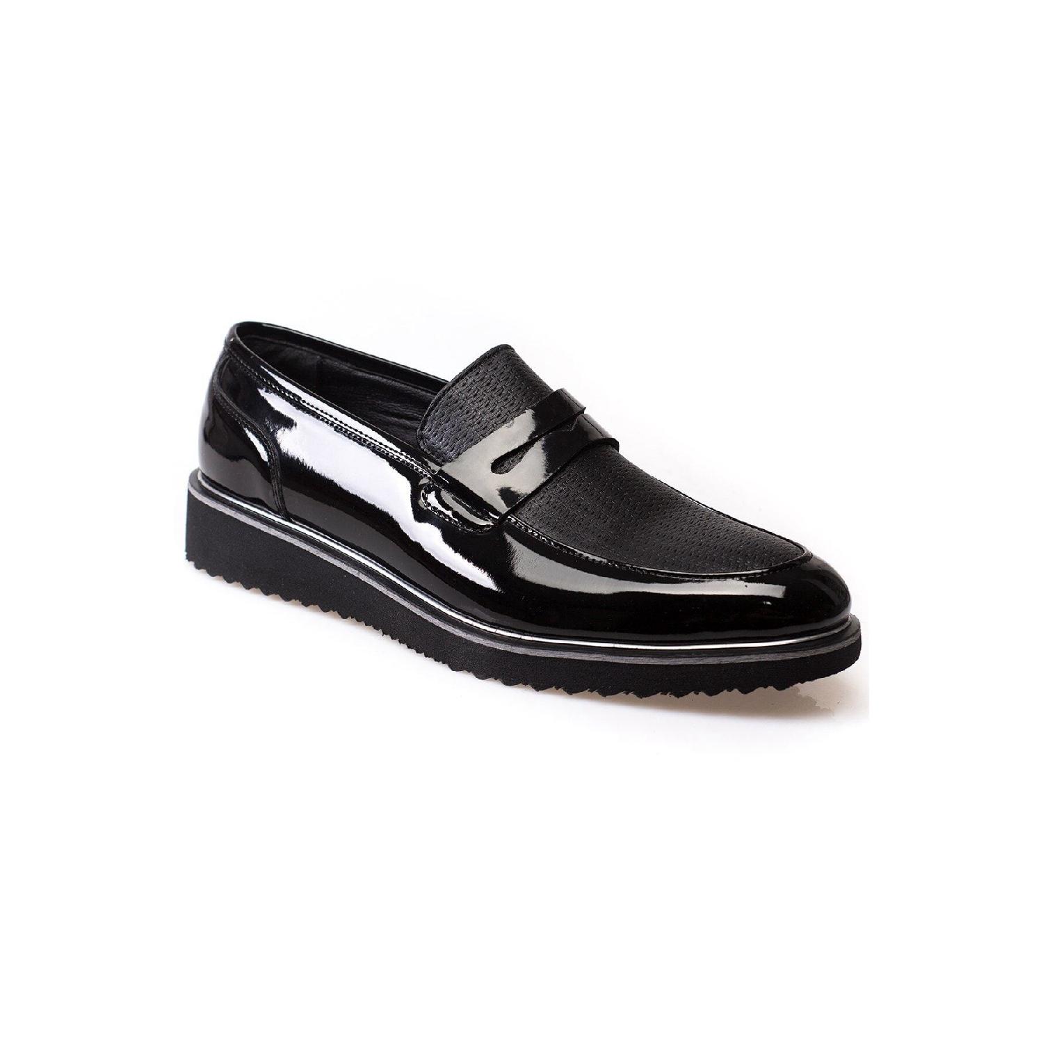 

Men s Classic Light Sole Patent Leather Laceless Classic Shoes 39 чорний