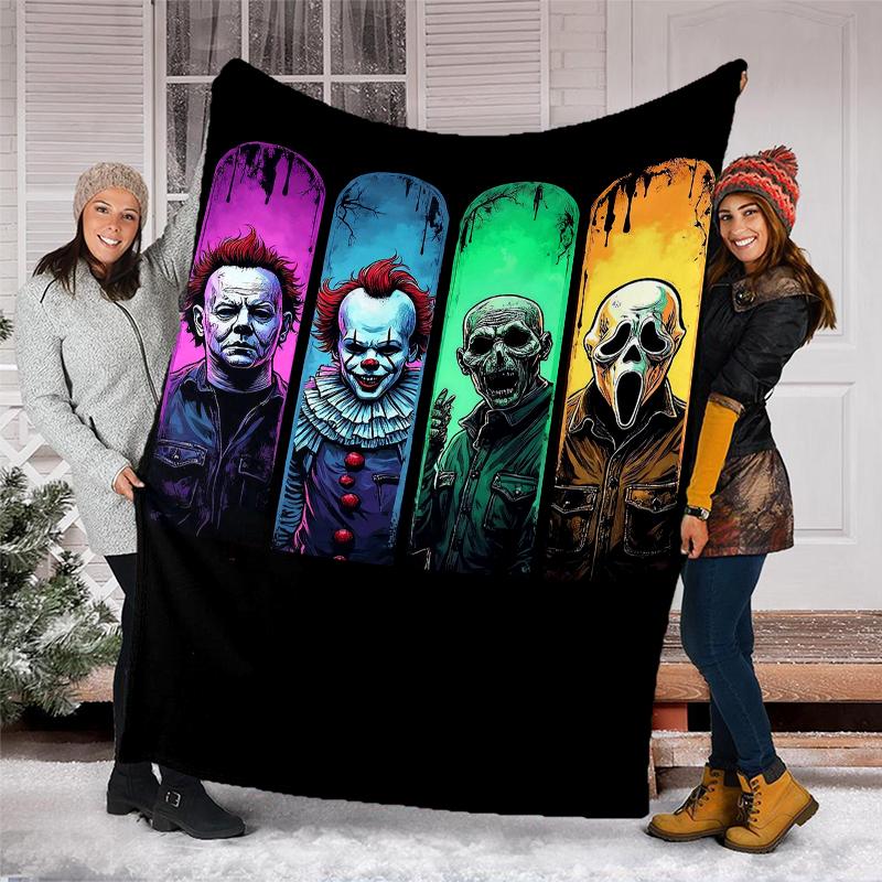 Halloween horror Theme Printed Blanket - Perfect for Couch, Bed, Travel & Outdoor Use | Machine Washable, Cozy & Durable.