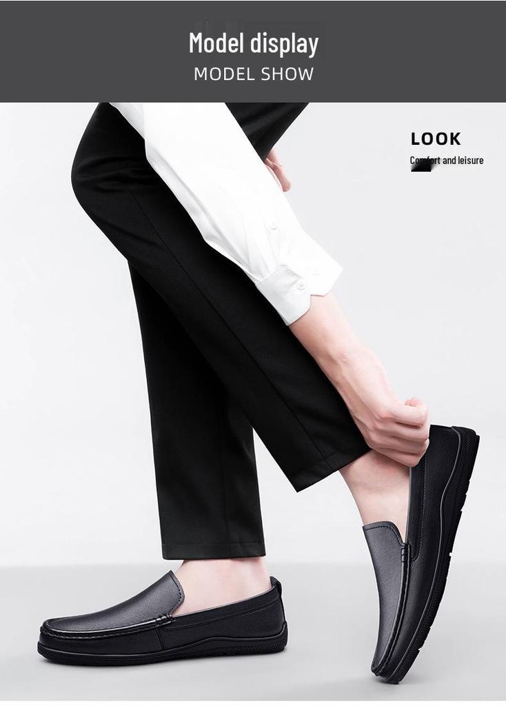 Breathable Slip-On Soft-Soled Casual Leather Shoes for Elderly Men 