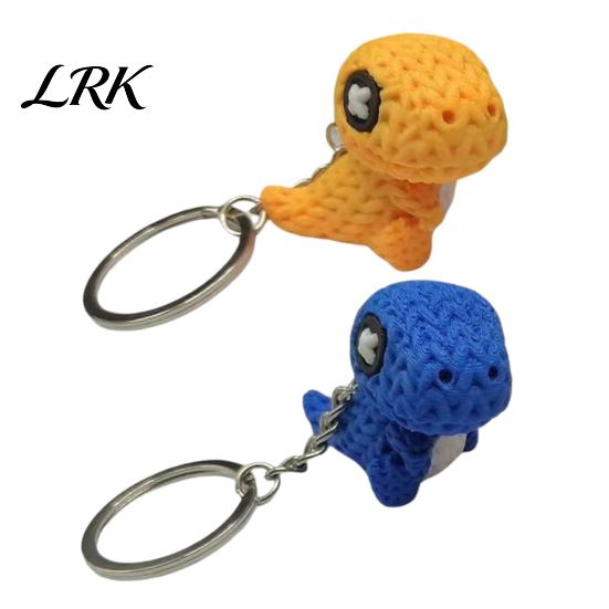 Blue Dinosaur Pendant Keychain Pendant, 3D Printed Mini Unique Gift Knitted Texture Design Keyring for Keys Backpacks Gifts Backpack Charm
