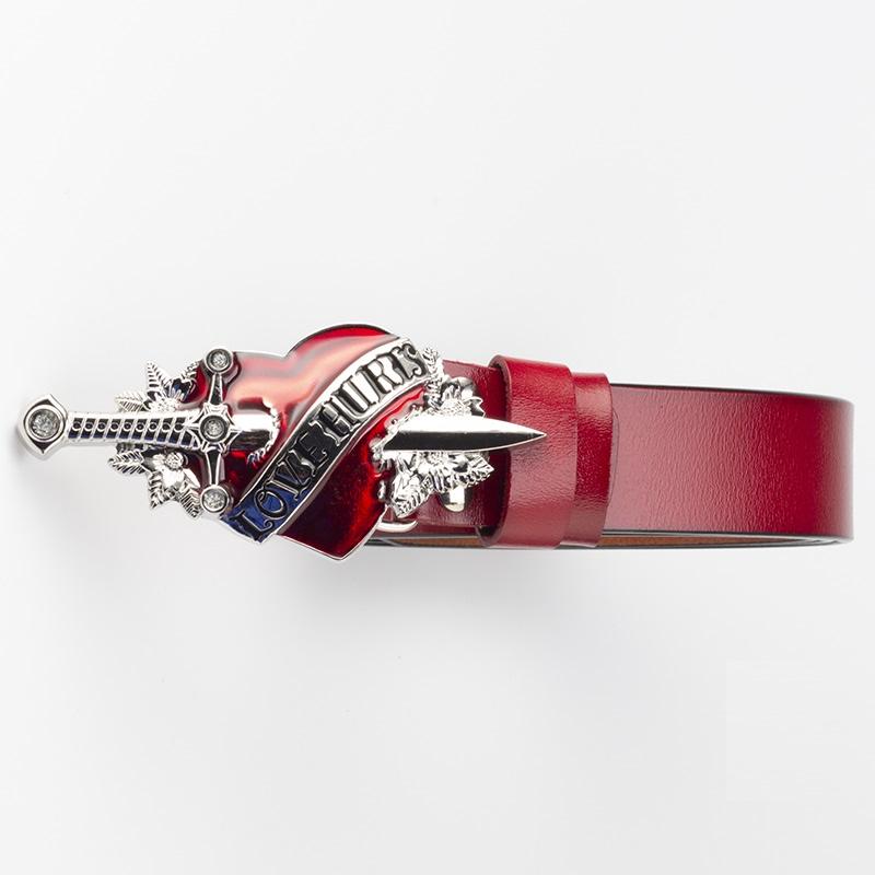 Fashion Belts LOVE Hurt Heart Arrow Metal Buckle Cowskin Genuine Leather Belt Rock Decorative Waistband For Women Man Gift