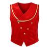 Boys Gothic Medieval Velvet Waistcoat Metallic Trim Lapel Collar Sleeveless Button Irregular Hem for Halloween Stage Theme Party