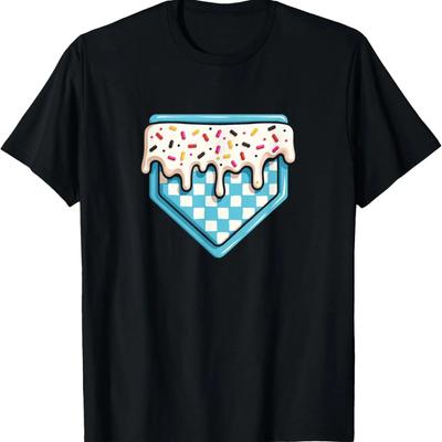 Kids Boys Funny Home Plate Drip Ice Cream Softball Baseball T-Shirt