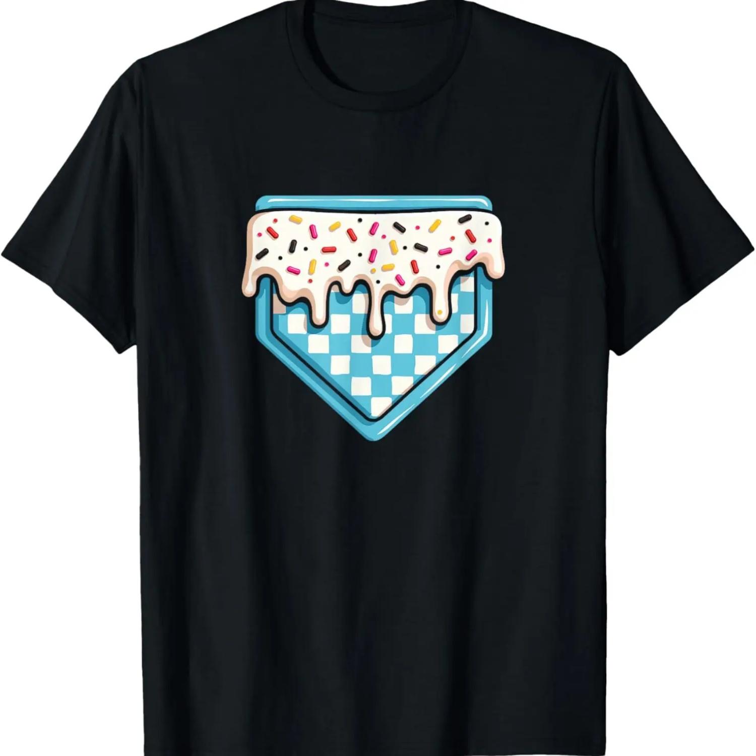 Kids Boys Funny Home Plate Drip Ice Cream Softball Baseball T-Shirt S