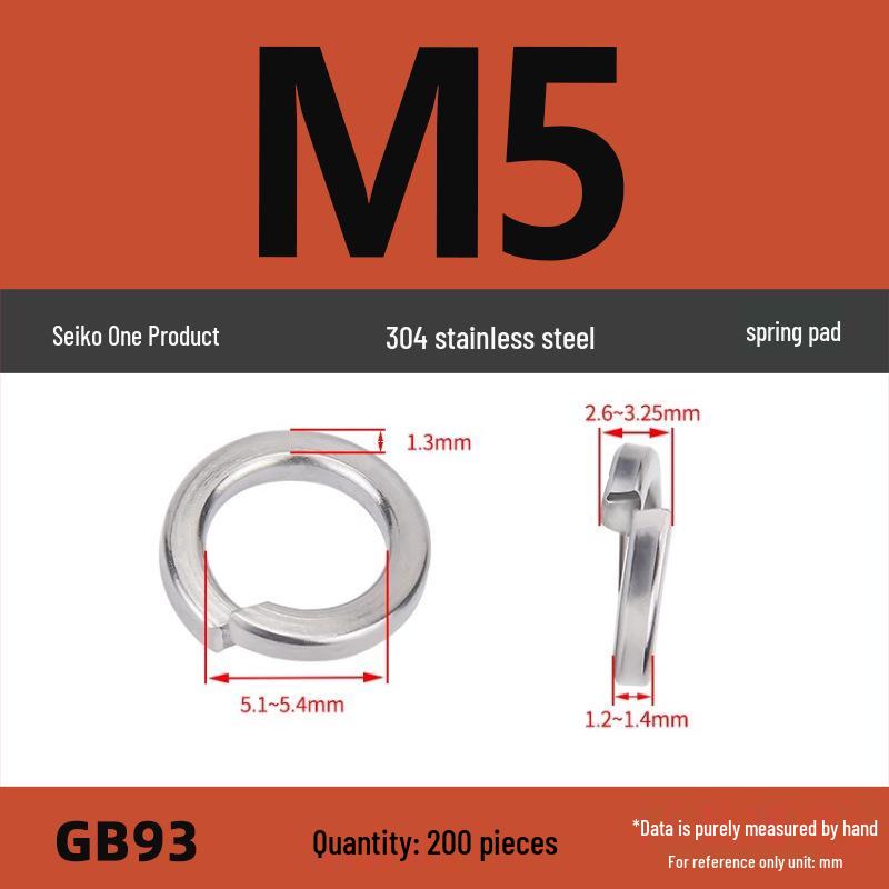 304 Stainless Steel Heavy Duty Spring Washer, Light Duty Thick Washer Spacer GB93