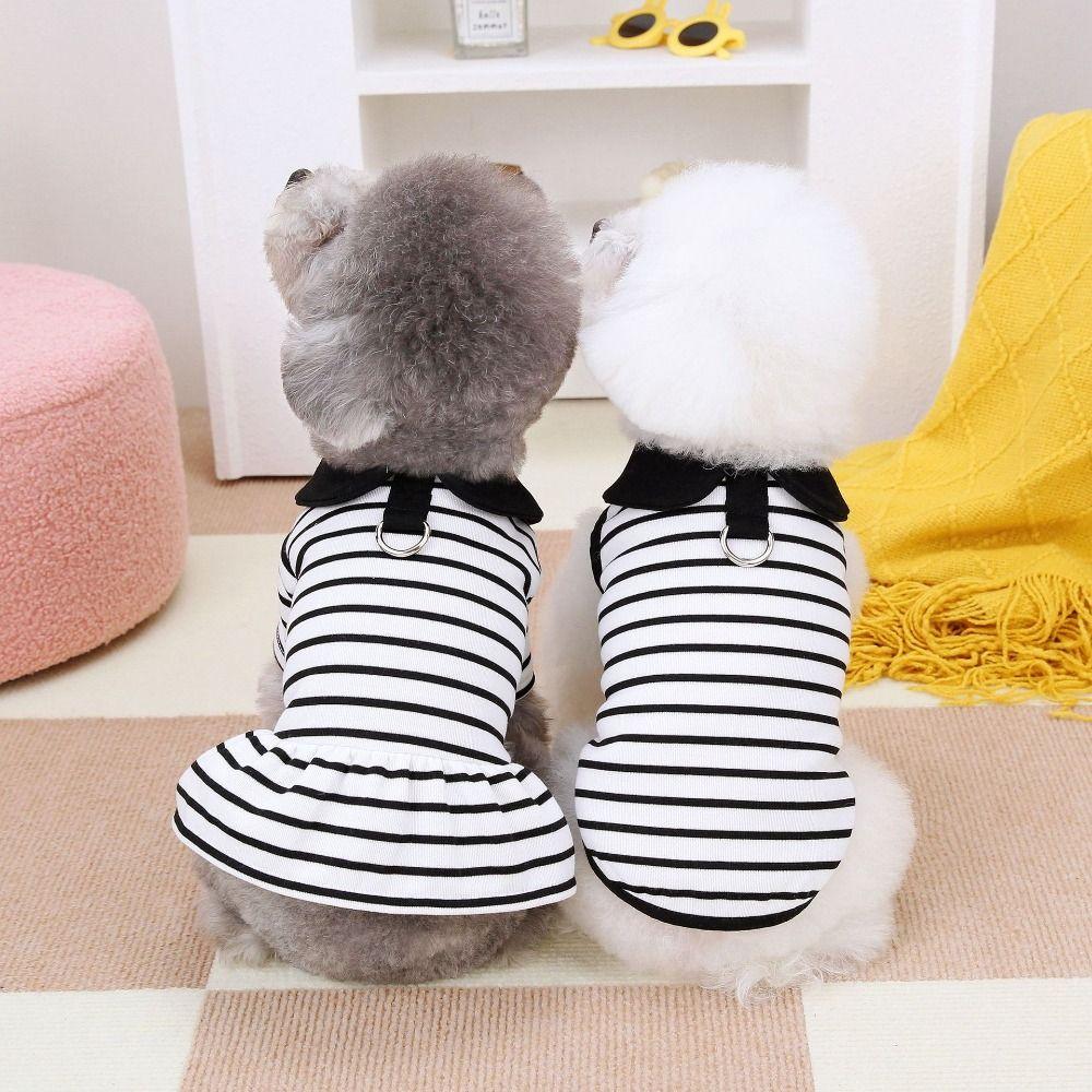 Breathable Dog Striped T-shirts Cute Pet Skirt Pet Chest Strap Dog Vest Harness  for Puppy Kittens