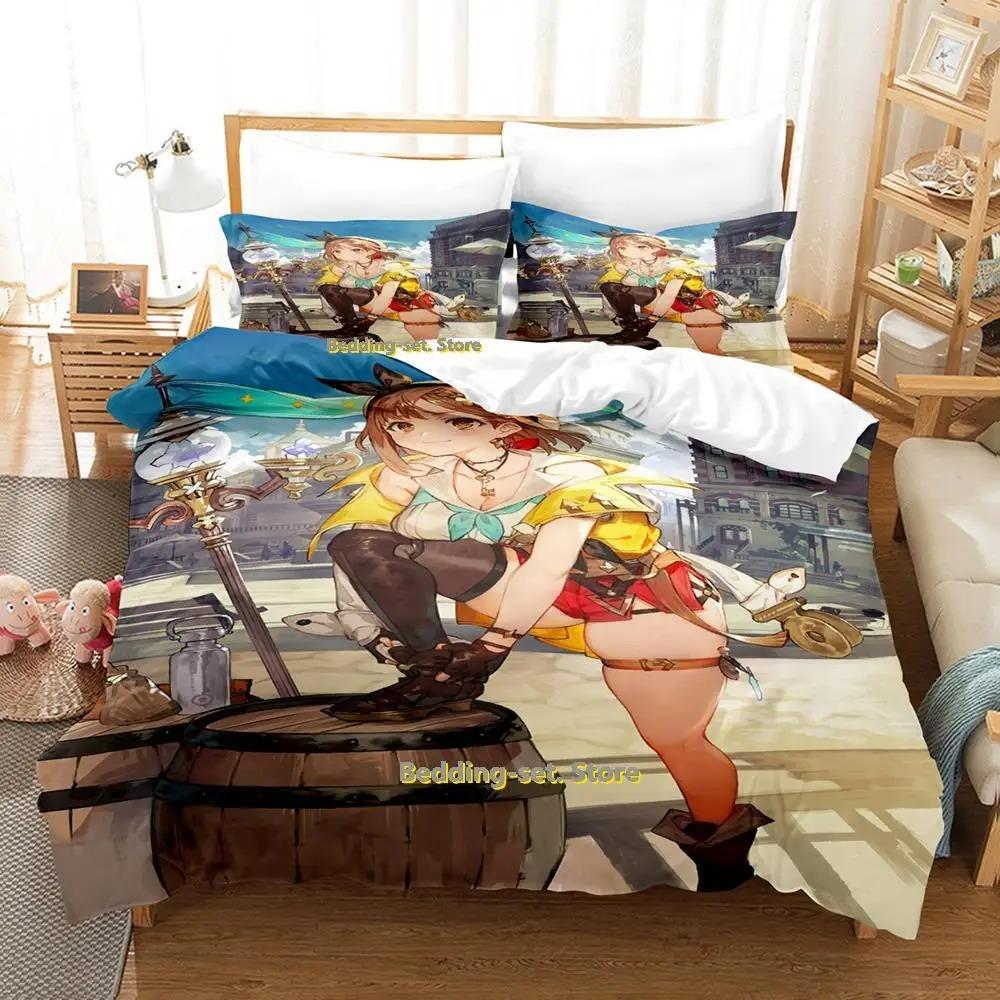 New Atelier Ryza Bedding Set Single Twin Full Queen King Size Bed Set Adult Kid Bedroom Duvetcover Sets Anime Parure De Lit Bed