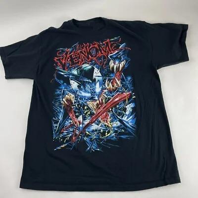 White Marvel Venom T-Shirt with a Dynamic Vintage Comic Illustration of the Symbiote and Stylized Red VENOM Text for Fans of Anti-Hero Superheroes 4XL