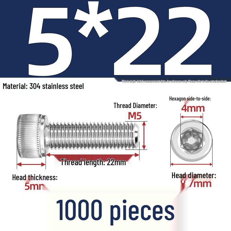 304 Stainless Steel Hex Socket Head Cap Screws, M2-M10, Extended Length